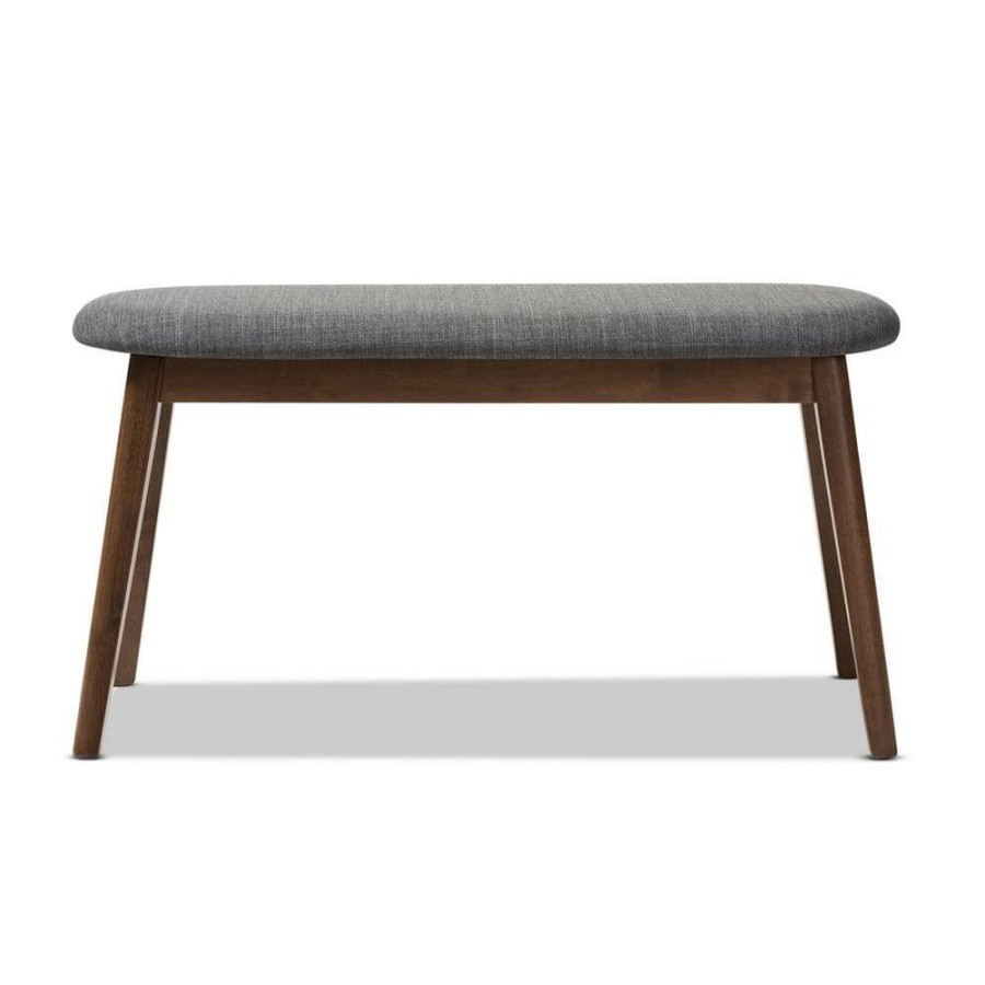 Entryway Furniture * | Easton Dark Gray Fabric Bench By Baxton Studio