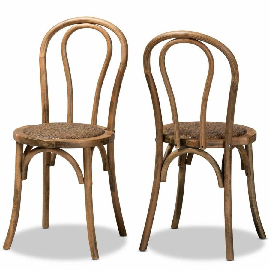 Living Room Furniture * | Dacian Walnut Brown Dining Chair (Set Of 2) By Baxton Studio