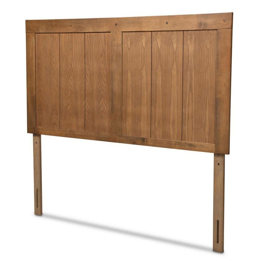 Bedroom Furniture * | Patwin Ash Walnut Queen Headboard By Baxton Studio