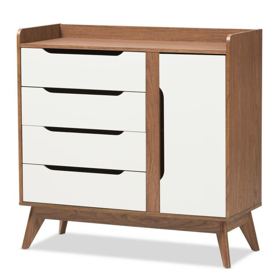 Living Room Furniture * | Brighton White Storage Cabinet By Baxton Studio