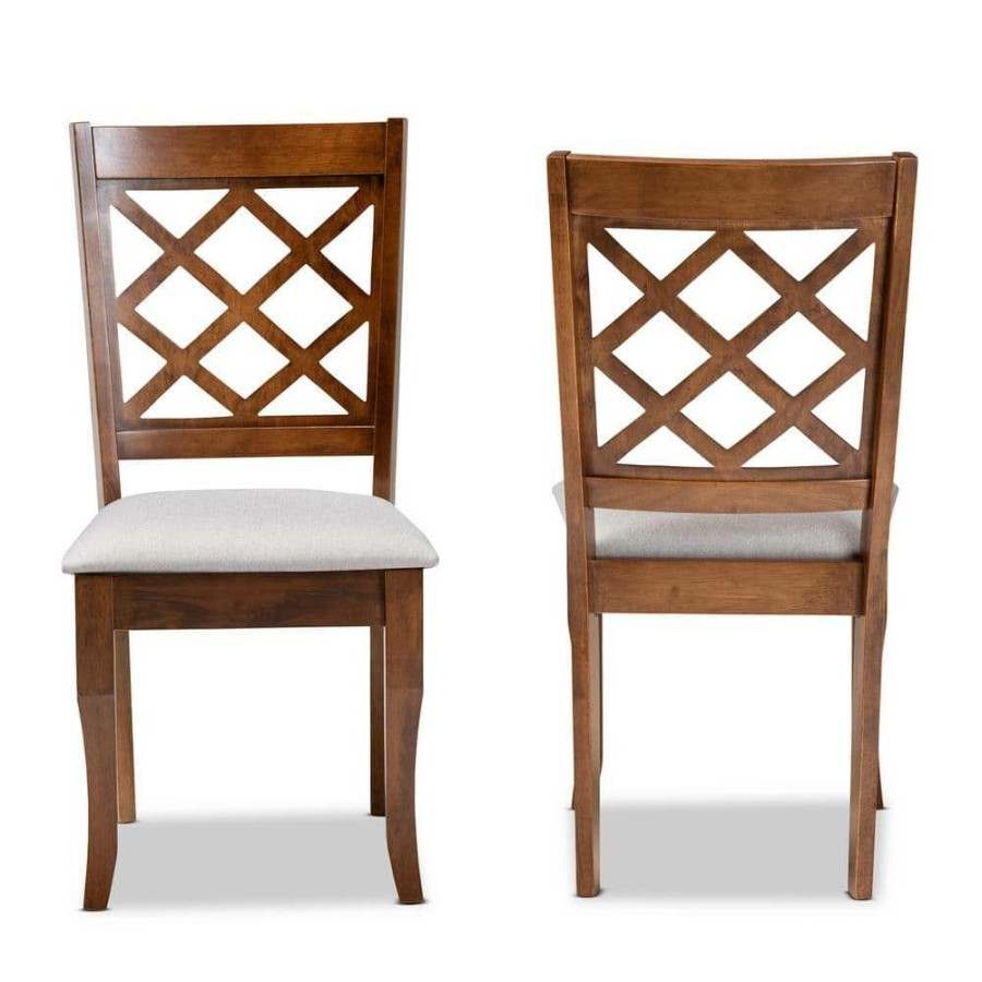 Living Room Furniture * | Verner Grey And Walnut Brown Dining Chair (Set Of 2) By Baxton Studio