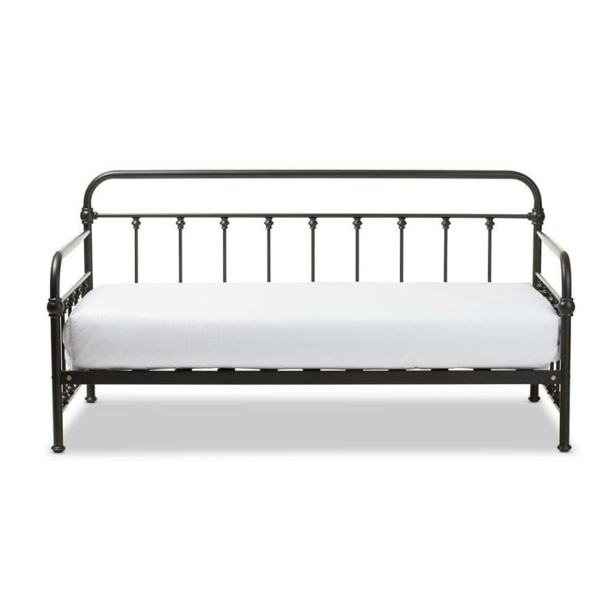 Bedroom Furniture * | Elsie Vintage Industrial Black Finished Metal Daybed By Baxton Studio