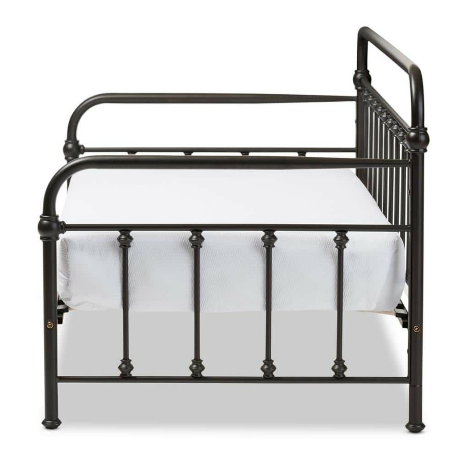 Bedroom Furniture * | Elsie Vintage Industrial Black Finished Metal Daybed By Baxton Studio