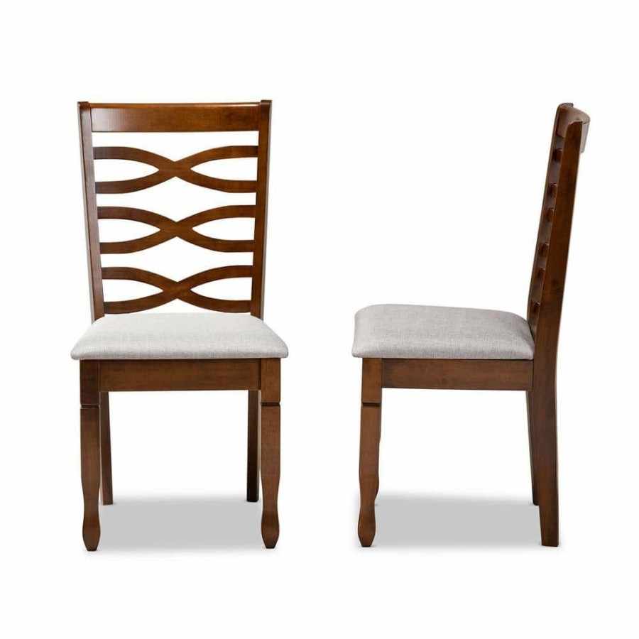 Living Room Furniture * | Lanier Grey And Walnut Brown Dining Chair By Baxton Studio