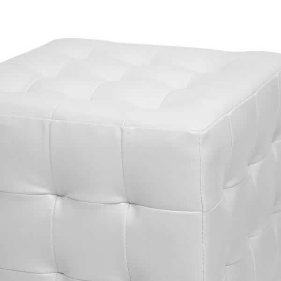 Living Room Furniture * | Siskal White Accent Ottoman (Set Of 2) By Baxton Studio