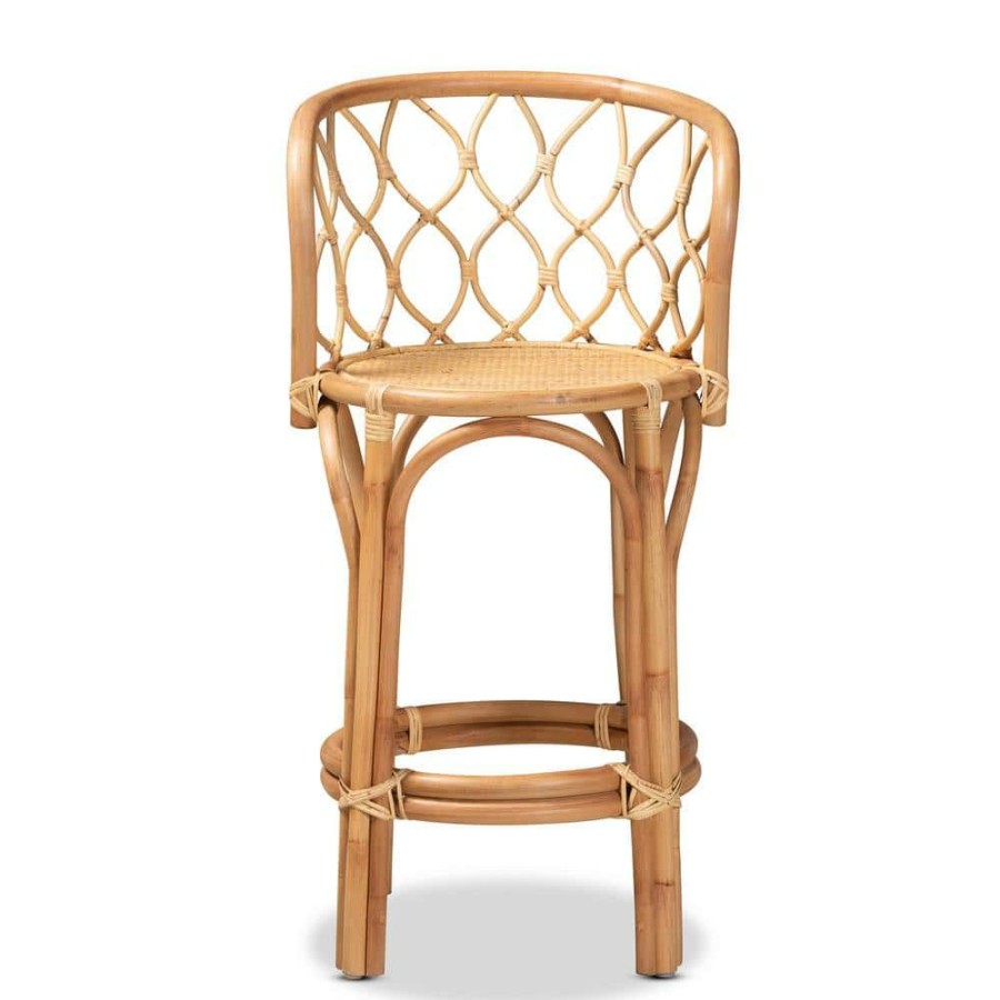 Bar Furniture * | Diana 37 In. Natural Low Back Counter Height Bar Stool By Baxton Studio