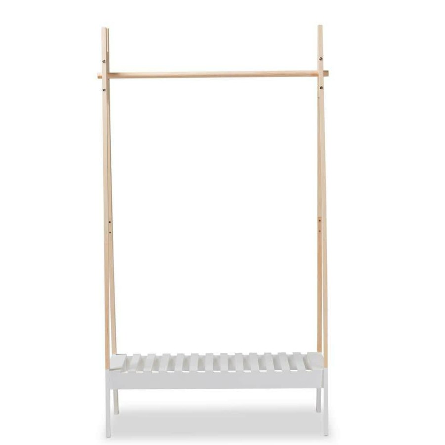 Entryway Furniture * | Raylyn Oak Brown And White Coat Rack By Baxton Studio