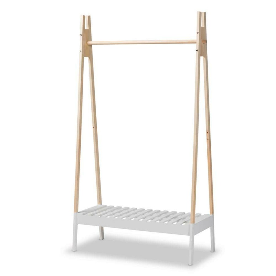 Entryway Furniture * | Raylyn Oak Brown And White Coat Rack By Baxton Studio