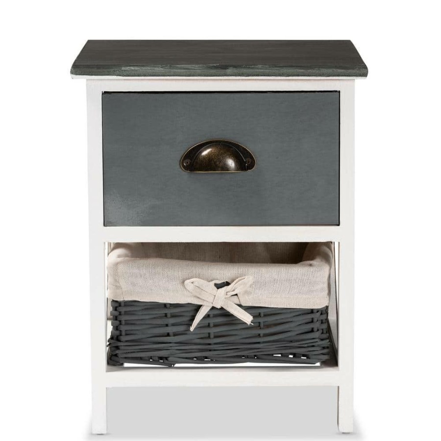 Bar Furniture * | Garridan Grey And White Storage Cabinet With 1-Drawer By Baxton Studio