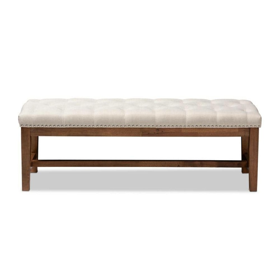 Entryway Furniture * | Ainsley Light Beige Bench By Baxton Studio