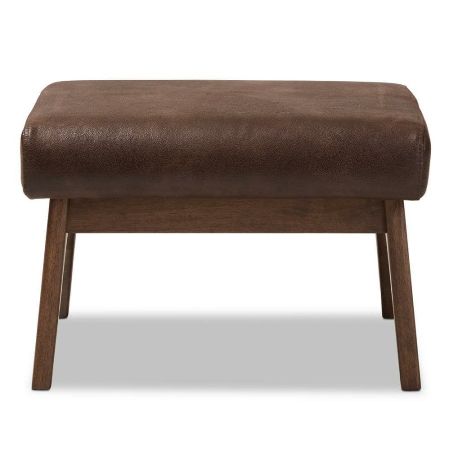 Living Room Furniture * | Bianca Dark Brown And "Walnut" Brown Ottoman By Baxton Studio