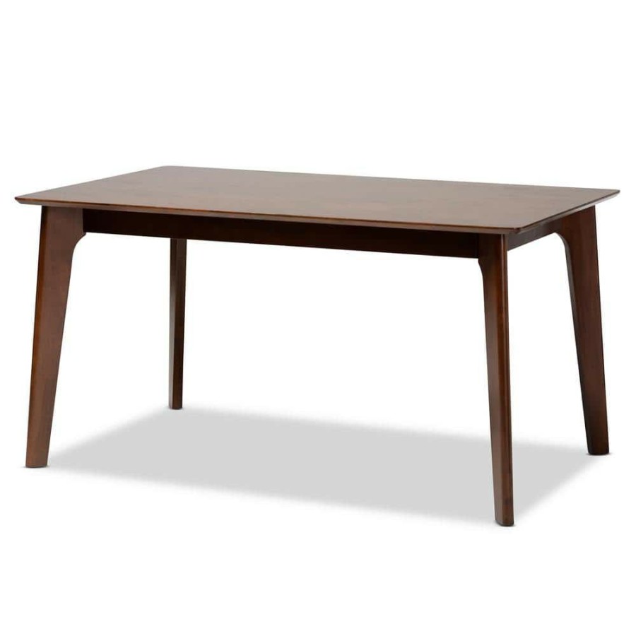 Living Room Furniture * | Seneca 59.1 In. Rectangle Dark Brown Wood Top Dining Table (Seats 6) By Baxton Studio