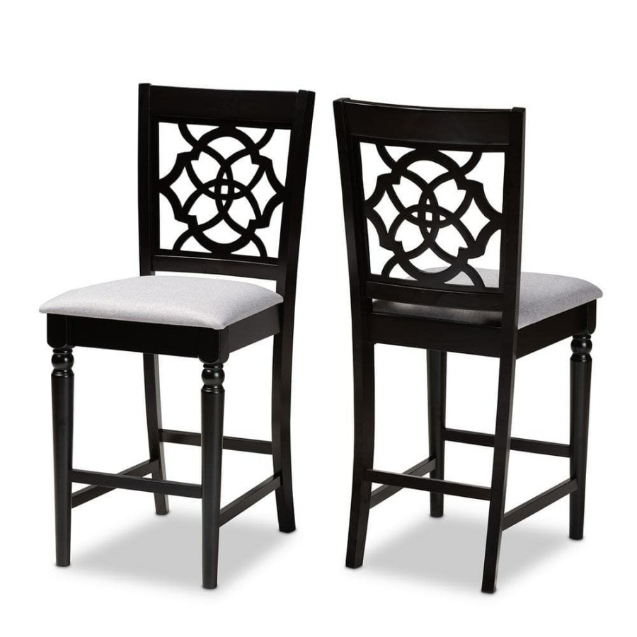 Bar Furniture * | Arden 43 In. Gray And Espresso Counter Stool (Set Of 2) By Baxton Studio