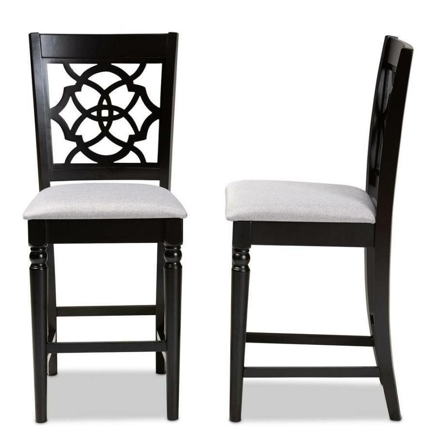 Bar Furniture * | Arden 43 In. Gray And Espresso Counter Stool (Set Of 2) By Baxton Studio