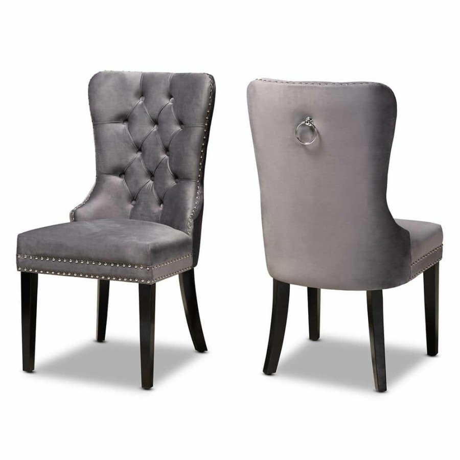 Living Room Furniture * | Remy Grey Wood Dining Chairs (Set Of 2) By Baxton Studio