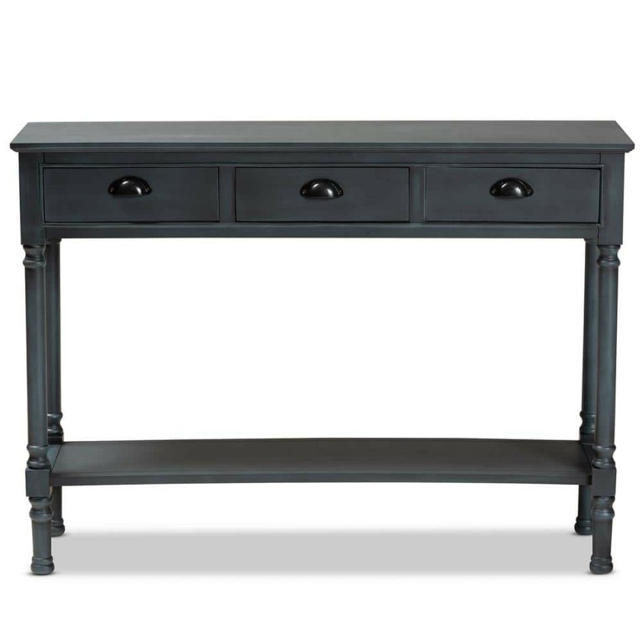 Living Room Furniture * | Garvey 45.3 In. Grey Rectangle Wood Console Table By Baxton Studio