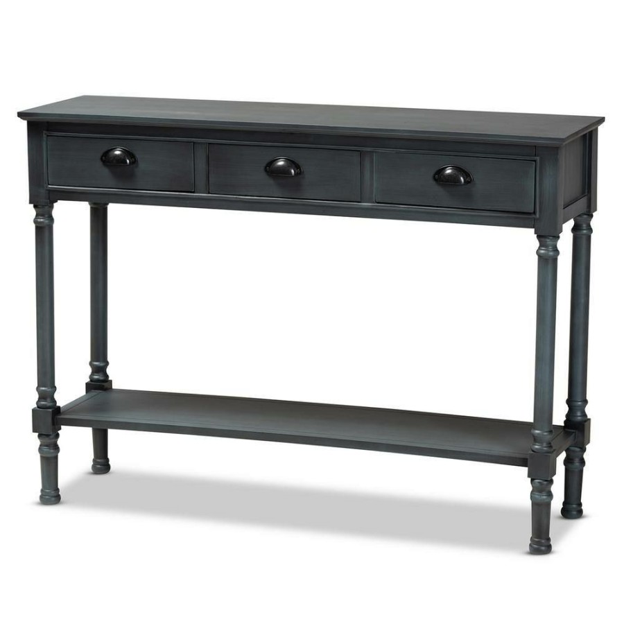 Living Room Furniture * | Garvey 45.3 In. Grey Rectangle Wood Console Table By Baxton Studio