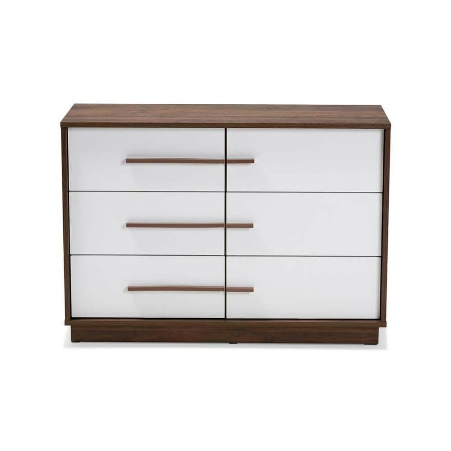 Bedroom Furniture * | Mette 6-Drawer White Dresser By Baxton Studio