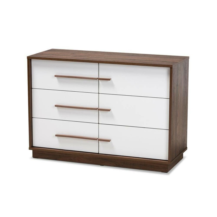 Bedroom Furniture * | Mette 6-Drawer White Dresser By Baxton Studio