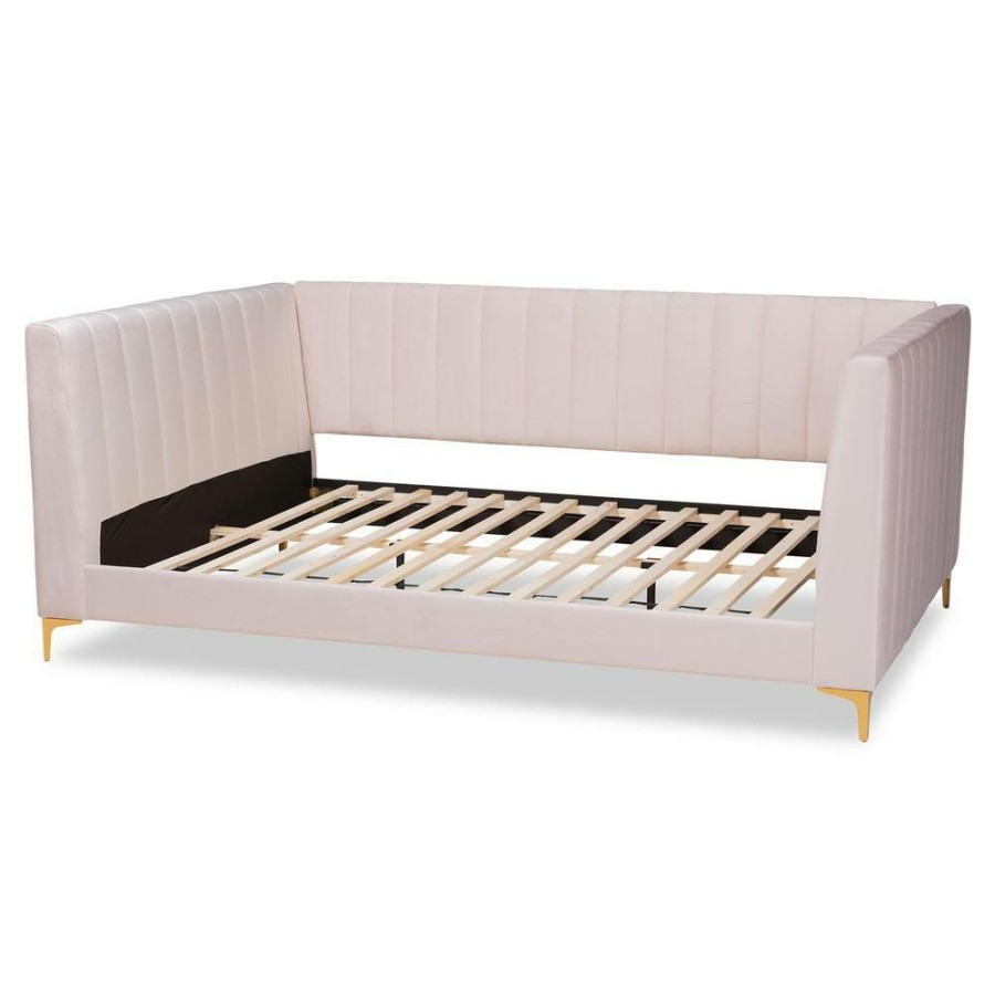 Bedroom Furniture * | Oksana Light Pink/Gold Queen Daybed By Baxton Studio