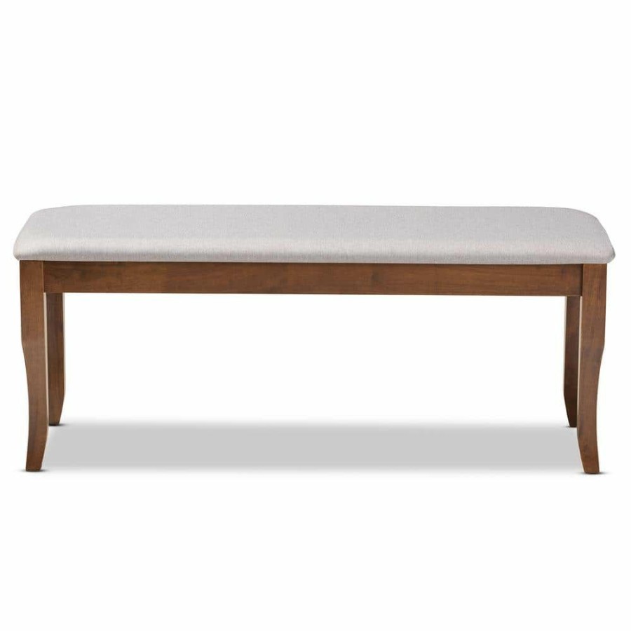 Entryway Furniture * | Cornelie Grey And Walnut Fabric Dining Bench By Baxton Studio