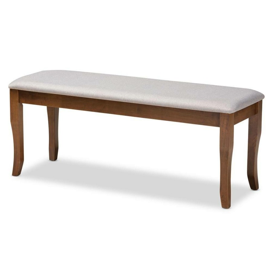 Entryway Furniture * | Cornelie Grey And Walnut Fabric Dining Bench By Baxton Studio