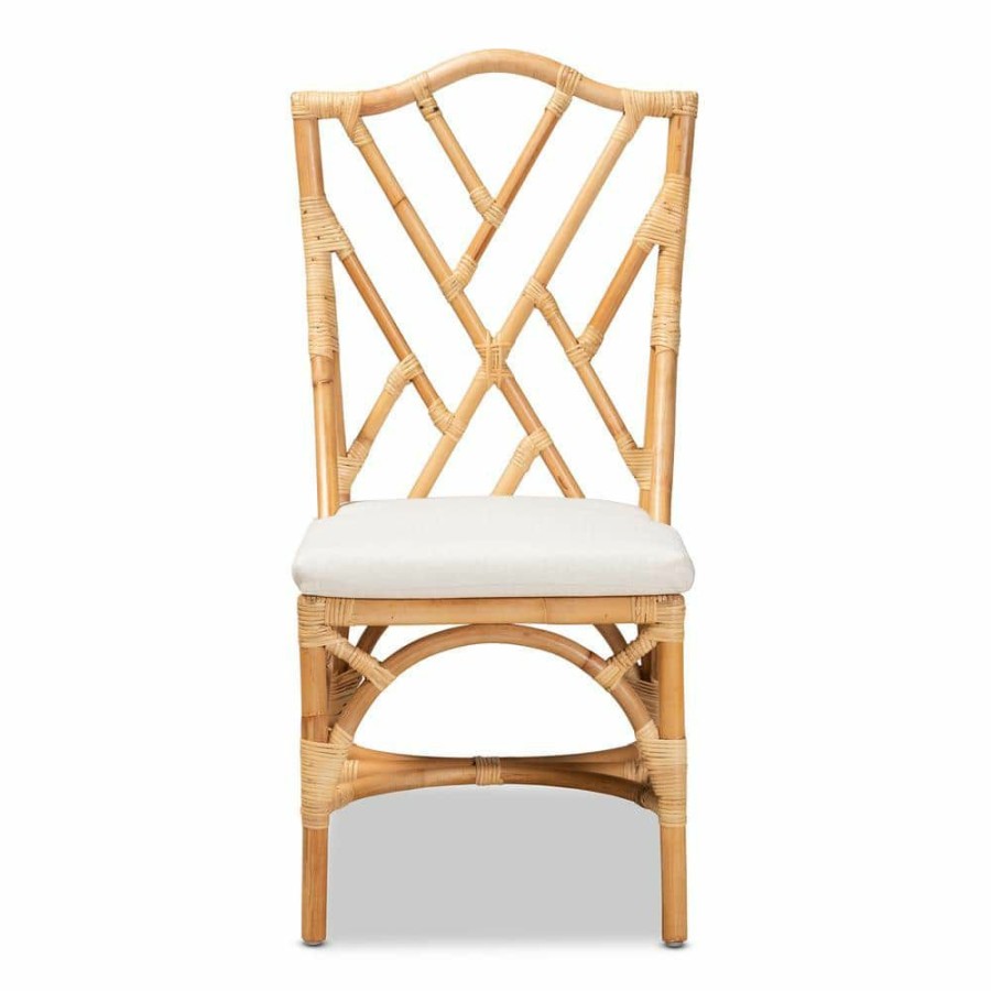 Living Room Furniture * | Sonia Natural And White Dining Chair By Baxton Studio