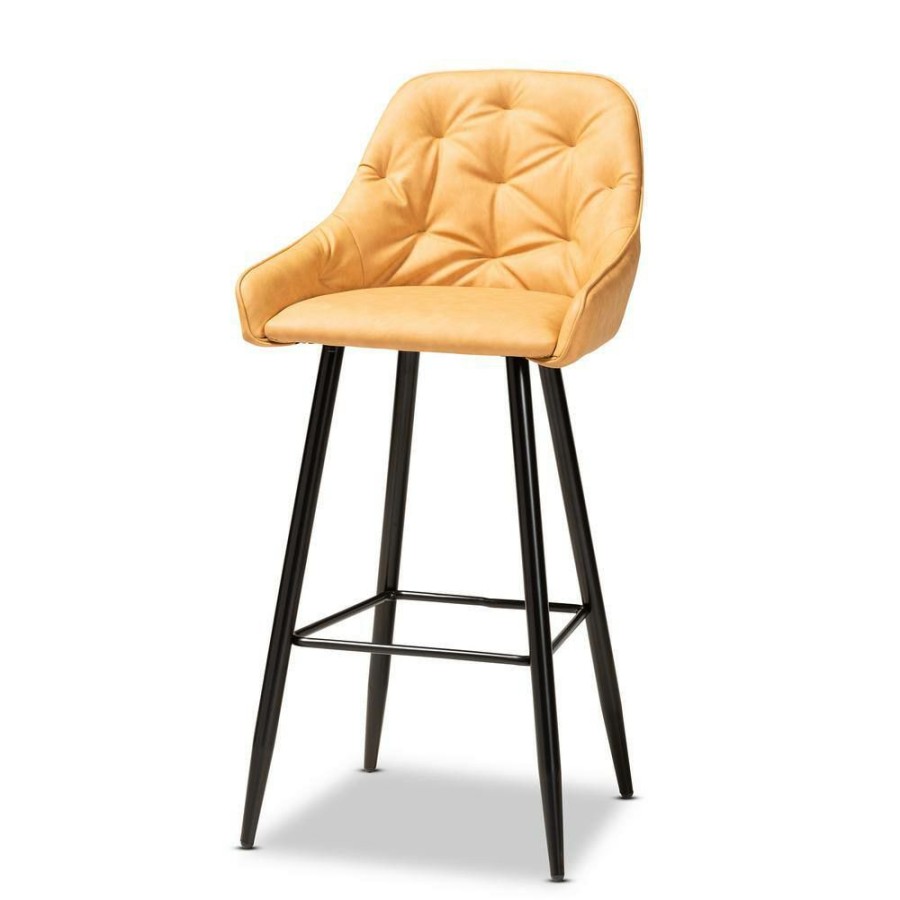 Bar Furniture * | Catherine 29.5 In. Tan And Black Bar Stool (Set Of 4) By Baxton Studio