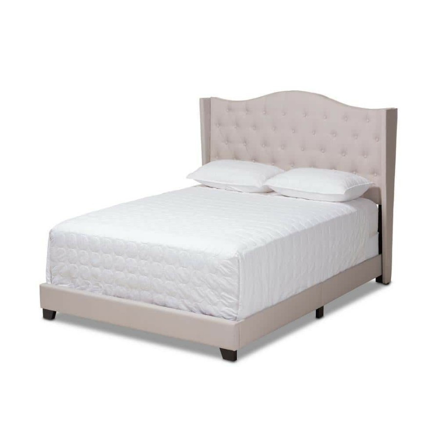 Bedroom Furniture * | Alesha Beige King Bed By Baxton Studio