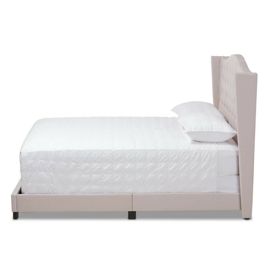 Bedroom Furniture * | Alesha Beige King Bed By Baxton Studio