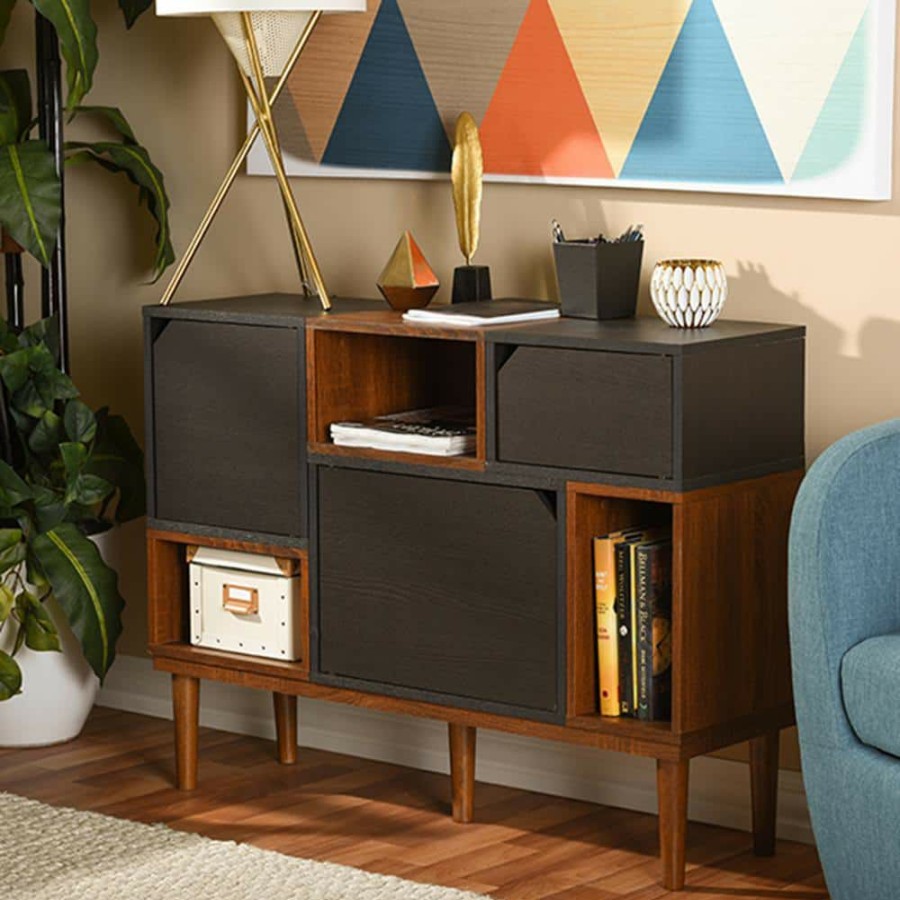 Bar Furniture * | Anderson Dark Brown Storage Cabinet By Baxton Studio