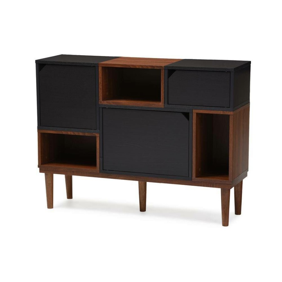 Bar Furniture * | Anderson Dark Brown Storage Cabinet By Baxton Studio