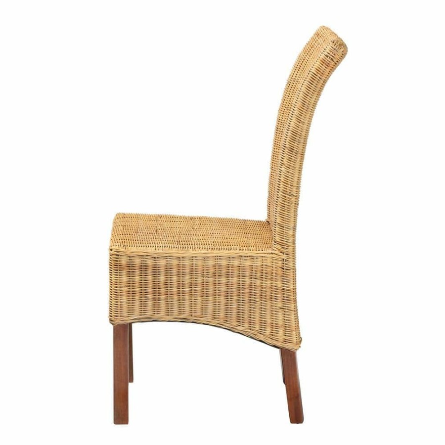 Living Room Furniture * | Shamara Natural And Walnut Brown Dining Chair By Baxton Studio