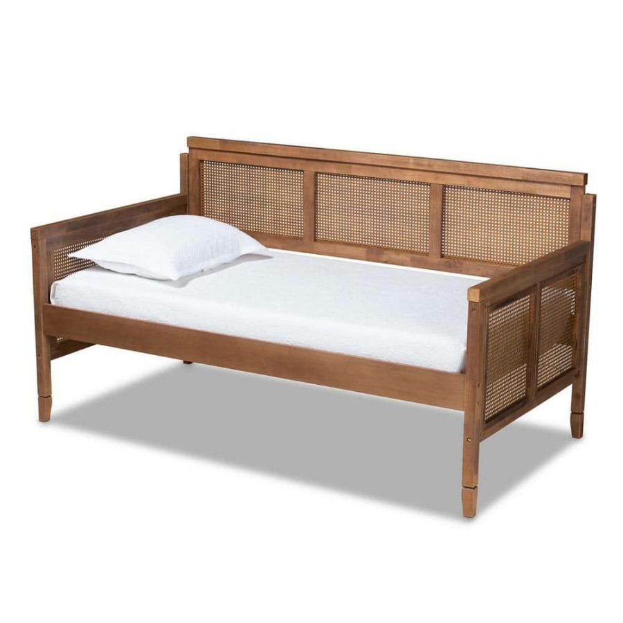 Bedroom Furniture * | Toveli Ash Walnut Twin Daybed By Baxton Studio