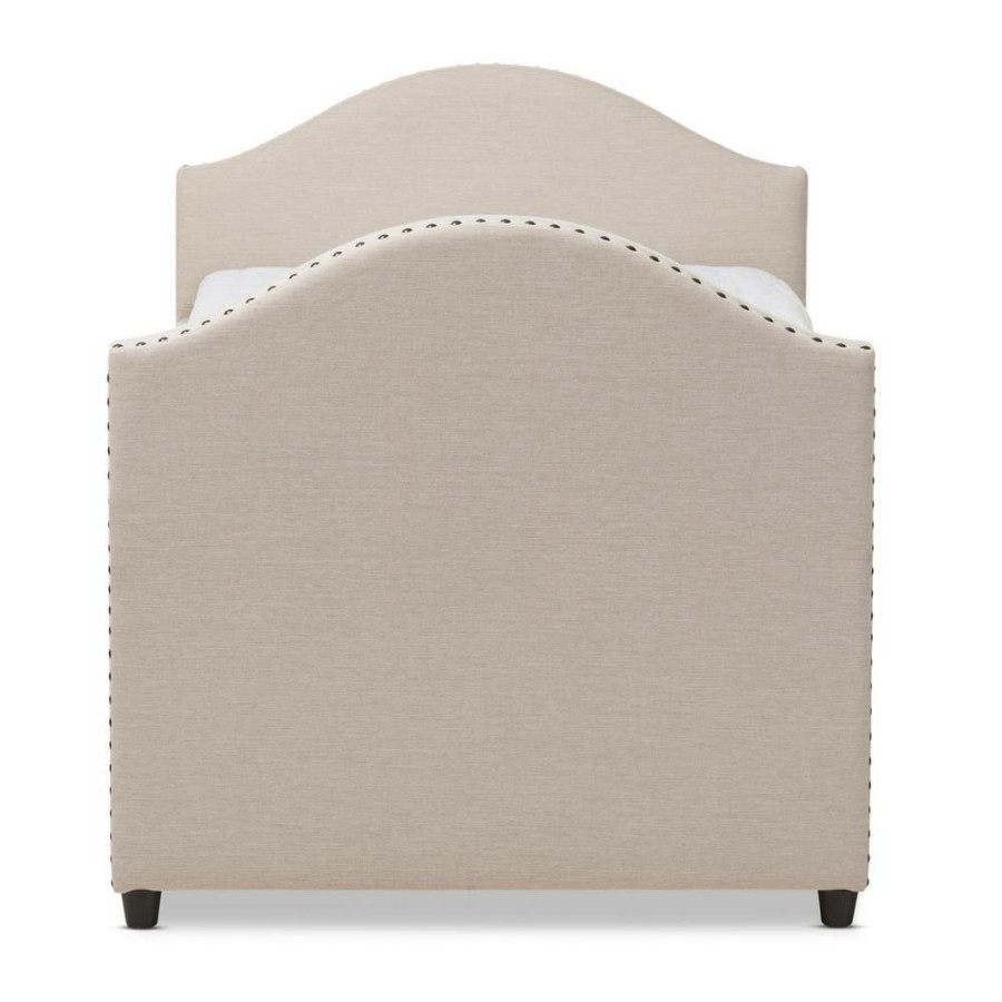 Bedroom Furniture * | Alessia Contemporary Beige Fabric Upholstered Twin Size Daybed By Baxton Studio