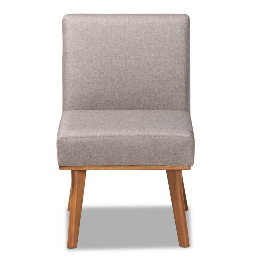 Living Room Furniture * | Odessa Grey And Walnut Brown Dining Chair By Baxton Studio