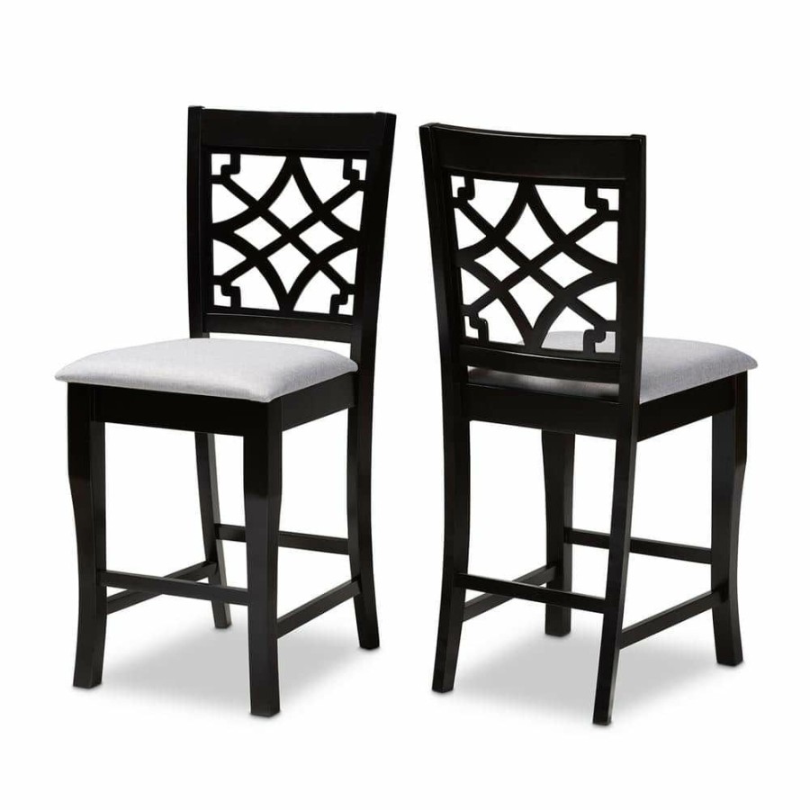 Bar Furniture * | Nisa 43 In. Gray And Espresso Counter Stool (Set Of 2) By Baxton Studio