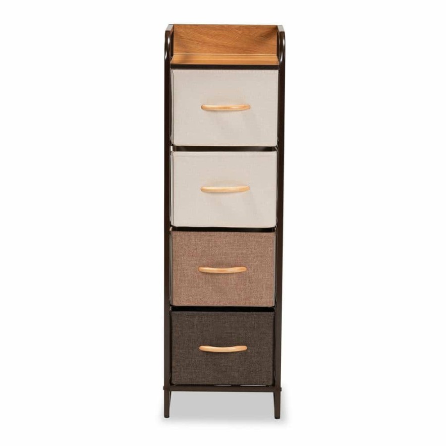 Living Room Furniture * | Volkan Multi-Colored And Black 4-Drawer Storage Cabinet By Baxton Studio