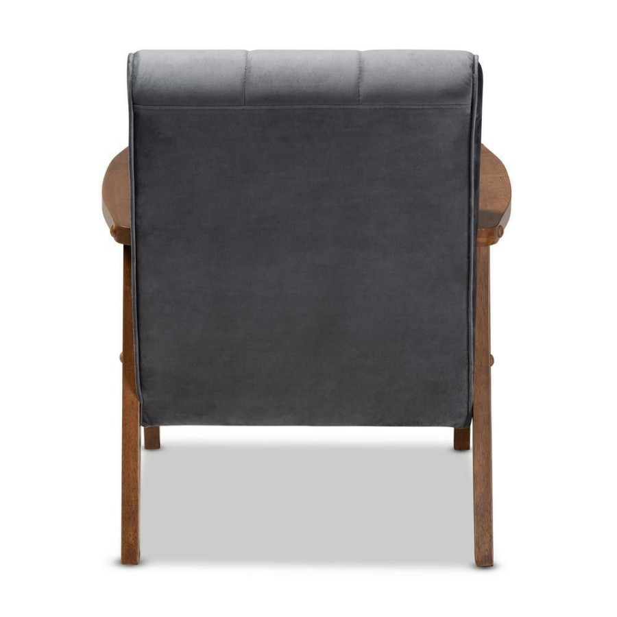 Living Room Furniture * | Asta Grey Velvet Armchair By Baxton Studio