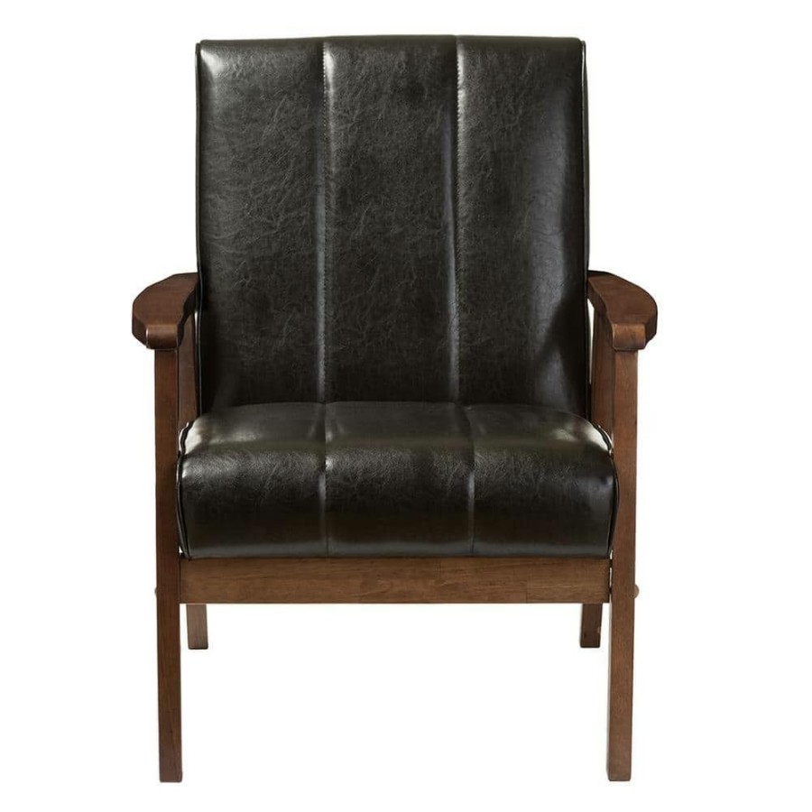 Living Room Furniture * | Nikko Scandinavian Black Faux Leather Upholstered Accent Chair By Baxton Studio