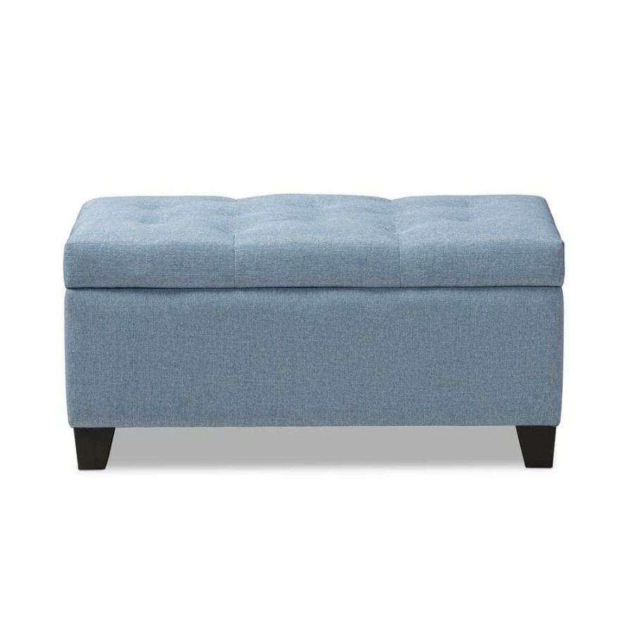 Living Room Furniture * | Michaela Blue Storage Ottoman By Baxton Studio