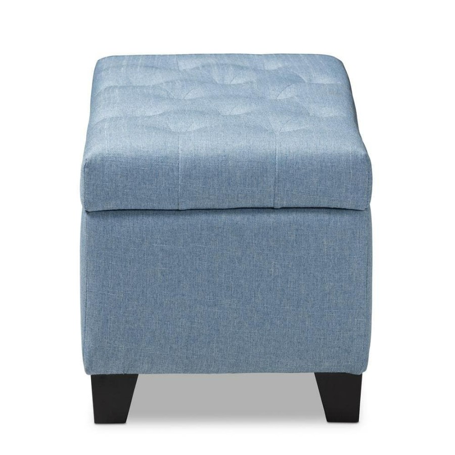 Living Room Furniture * | Michaela Blue Storage Ottoman By Baxton Studio