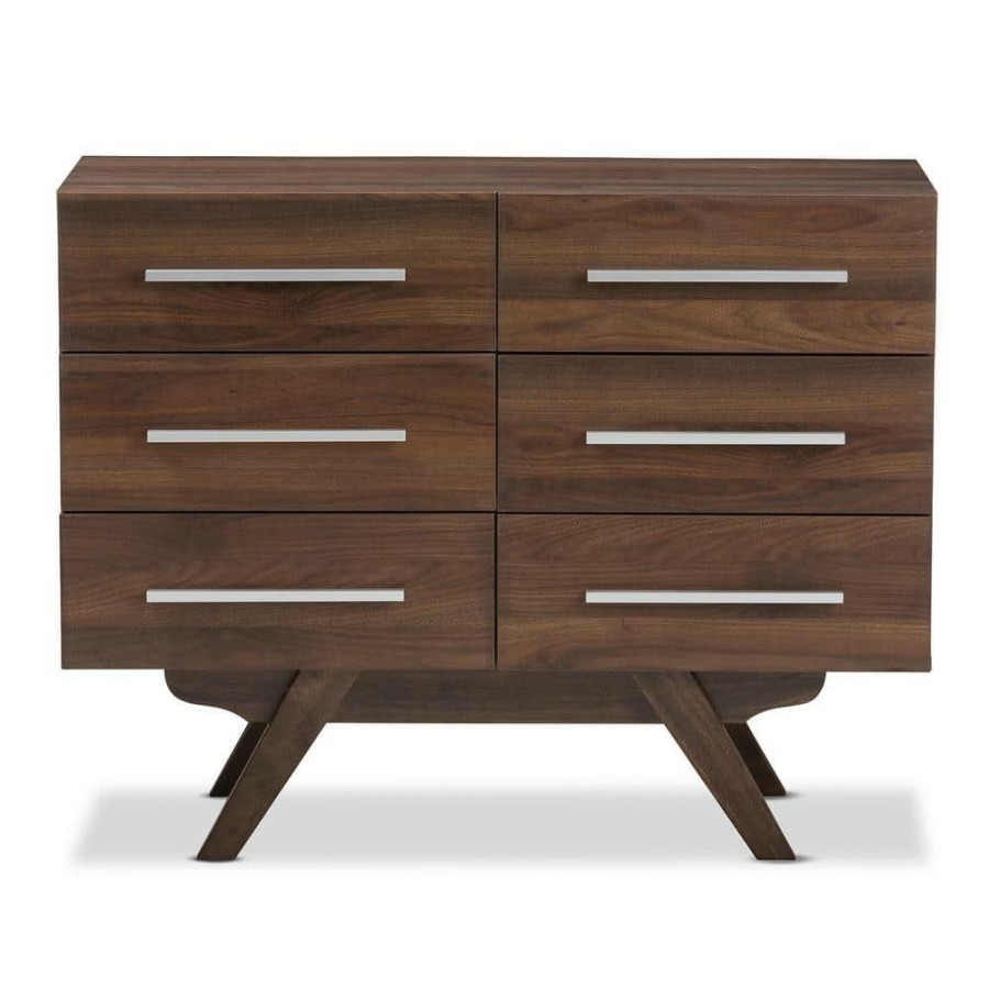 Bedroom Furniture * | Auburn 6-Drawer Brown Dresser By Baxton Studio