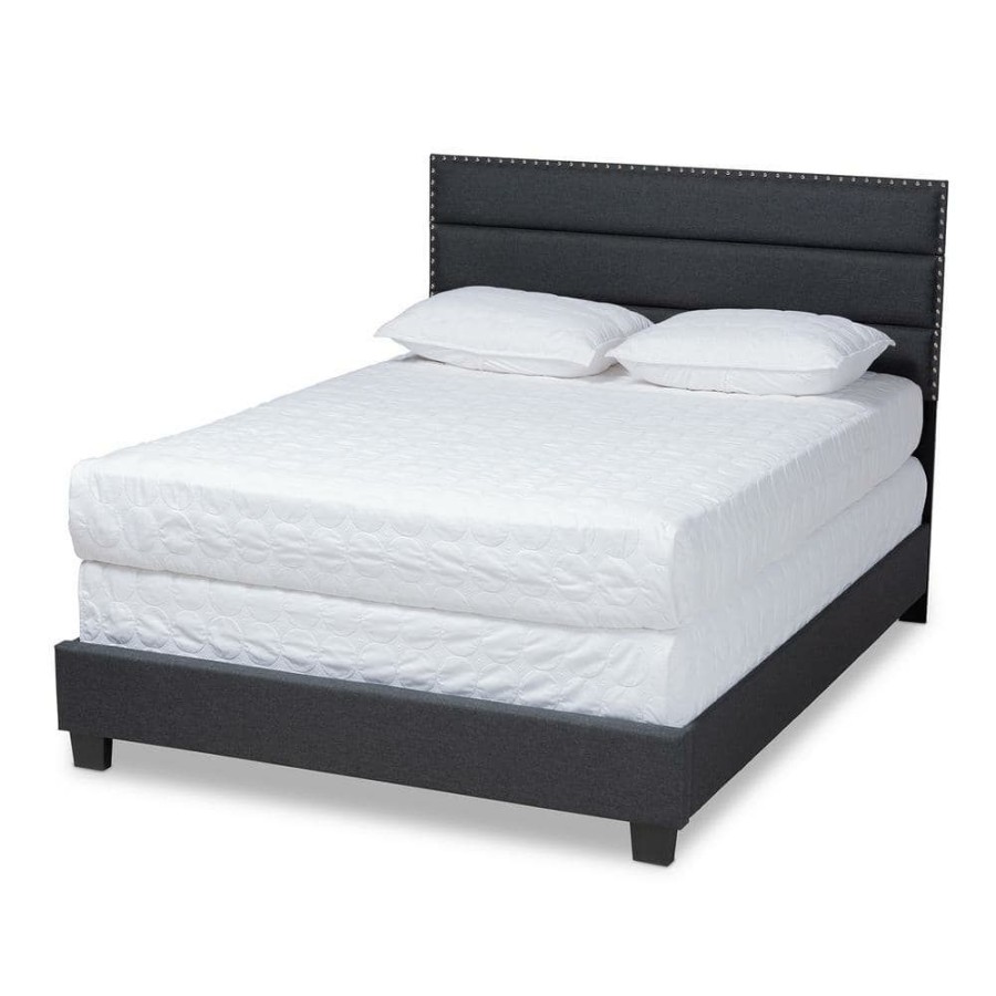 Bedroom Furniture * | Ansa Dark Gray And Black Full Bed By Baxton Studio