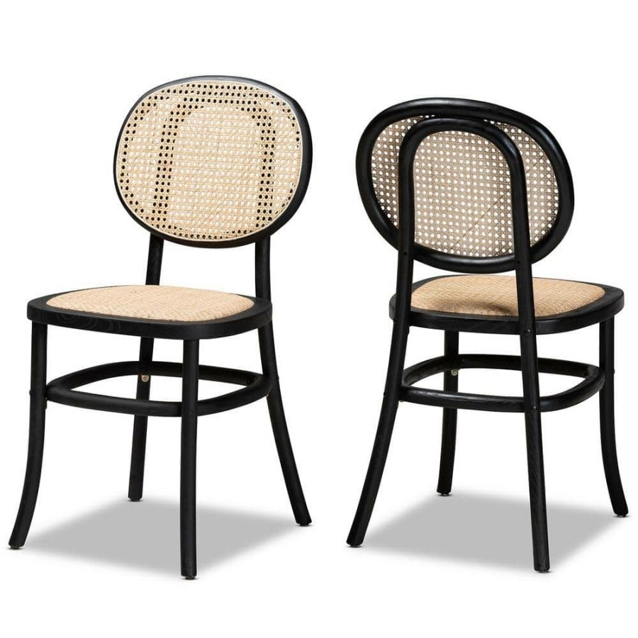 Living Room Furniture * | Garold Beige And Black Dining Chair (Set Of 2) By Baxton Studio