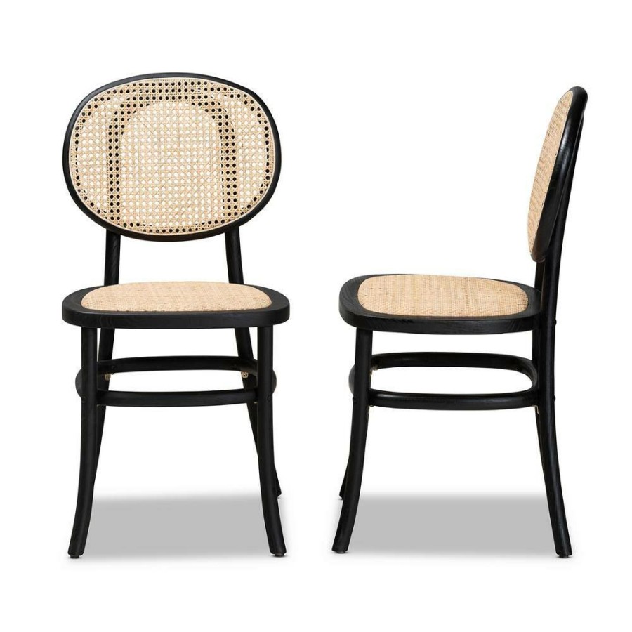 Living Room Furniture * | Garold Beige And Black Dining Chair (Set Of 2) By Baxton Studio