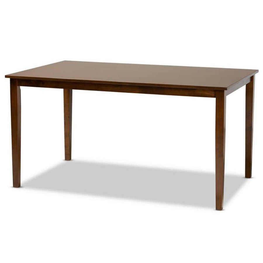 Living Room Furniture * | Eveline Walnut Brown Dining Table By Baxton Studio