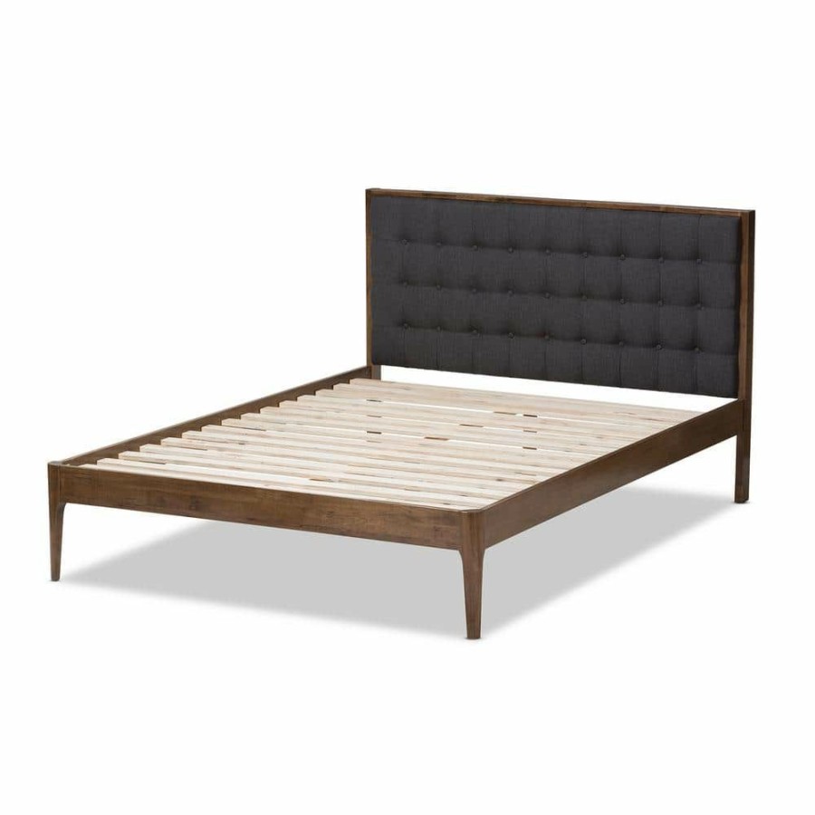 Bedroom Furniture * | Jupiter Dark Gray King Platform Bed By Baxton Studio