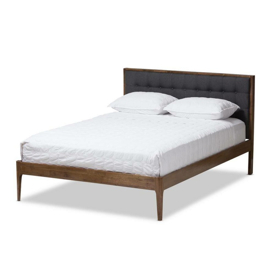 Bedroom Furniture * | Jupiter Dark Gray King Platform Bed By Baxton Studio