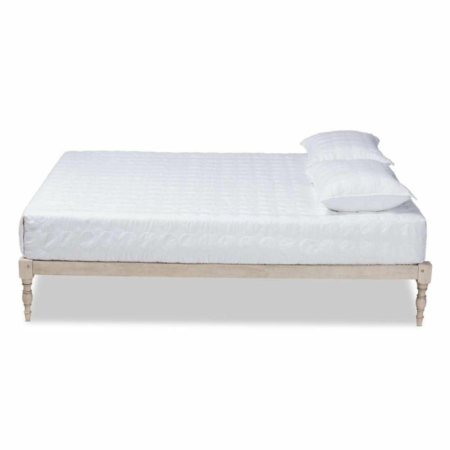 Bedroom Furniture * | Iseline White Queen Platform Bed Frame By Baxton Studio